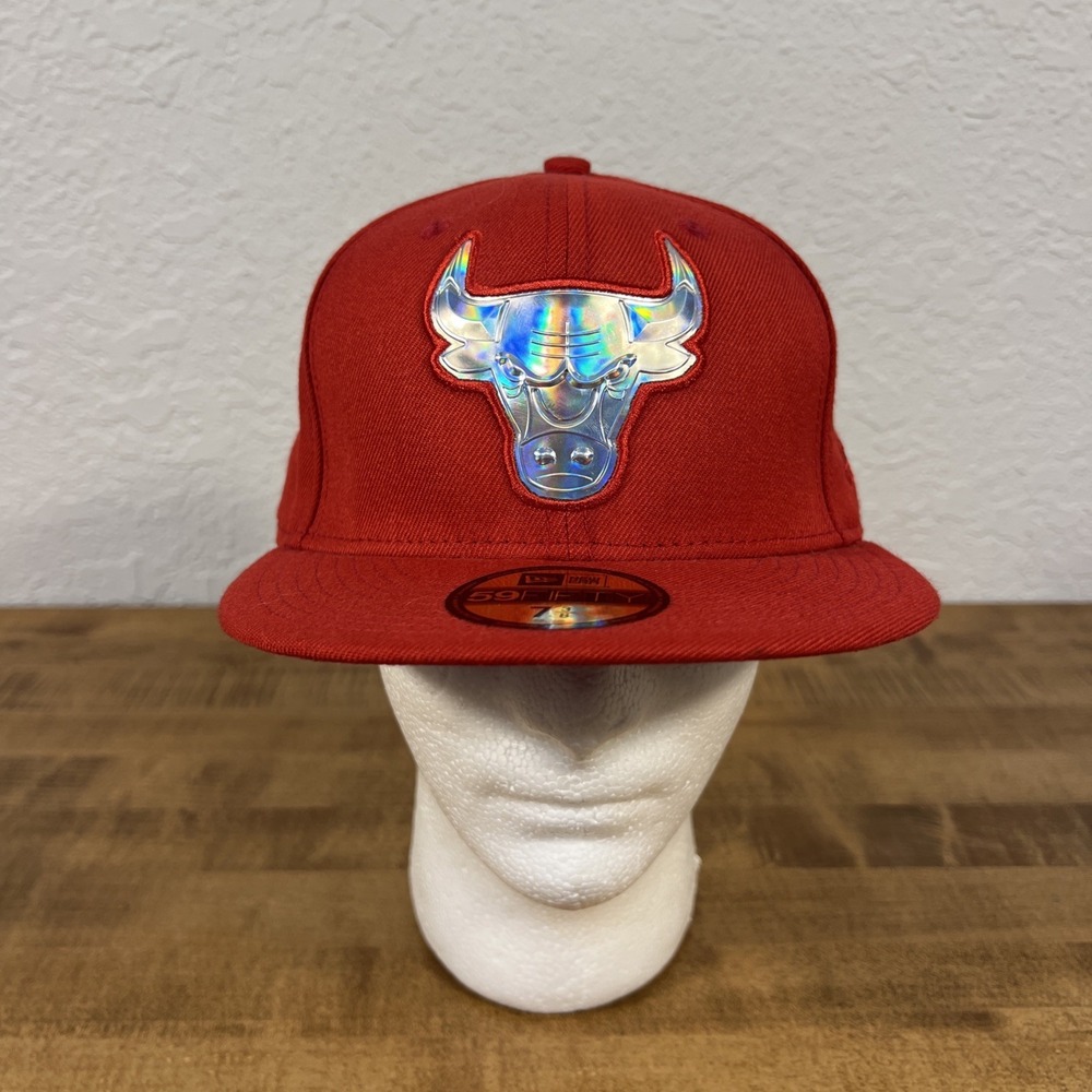 New Era 59Fifty Chicago Bulls Fire & Ice NBA Fitted Hat Cap‎ 7 3/8 Red